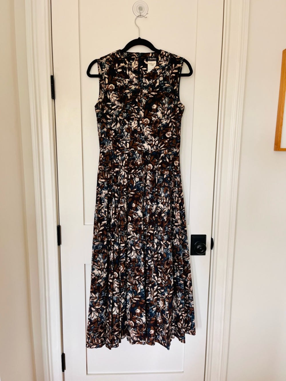 ‘S MaxMara Floral Midi Dress in Brown and Blue